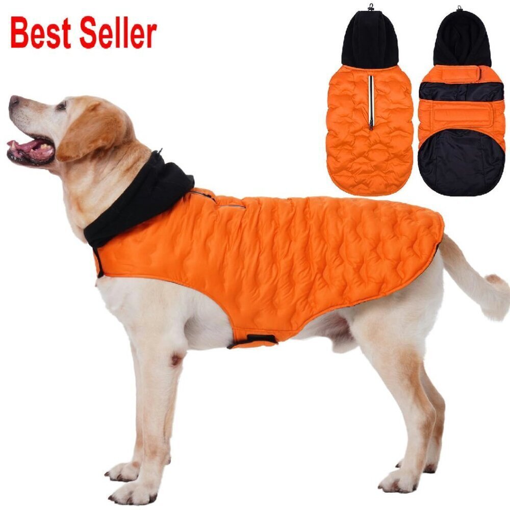 Warm Dog Puffer Coat Lightweight Windproof Hood Water Resistant Snowsuit
